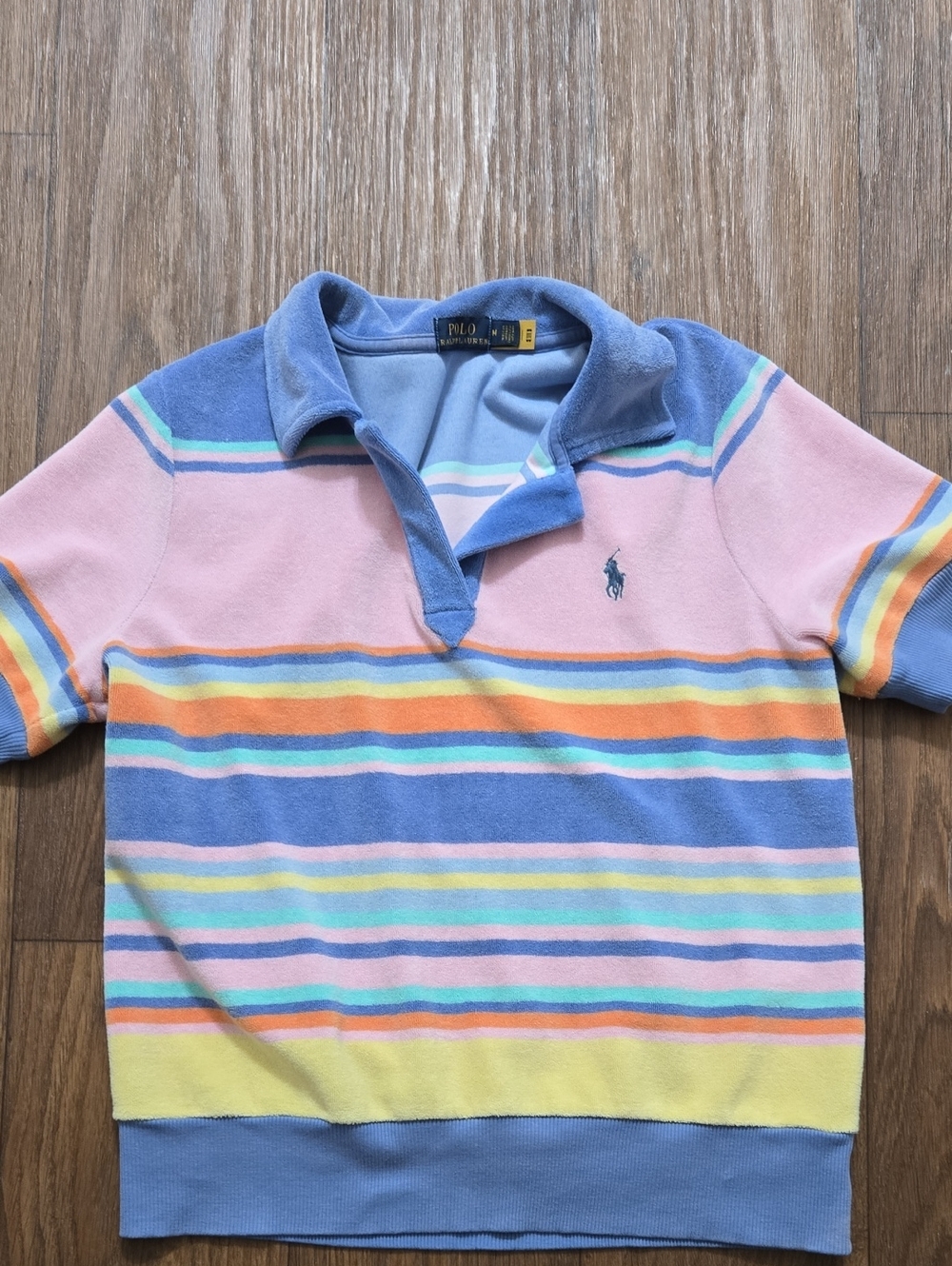 Polo by Ralph Lauren Pastel Striped Knit Polo Tee/Size Med - Picture 6 of 6